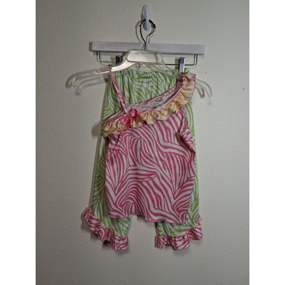 VTG Laura Dare 2 Piece Outfit Colorful Zebra Animal Print Y2K Girls Size 8